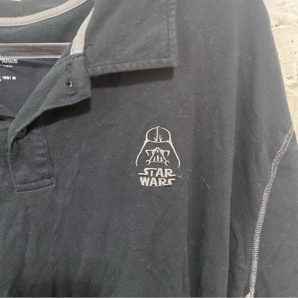 Disney Parks Black Gray Star Wars Cotton Polo Shirt - Picture 2 of 7